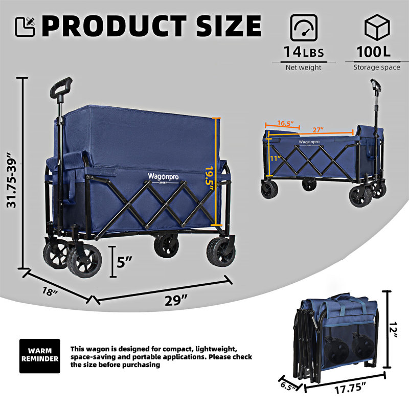 Expandable Dual-Layer Utility Wagon, Dark Blue