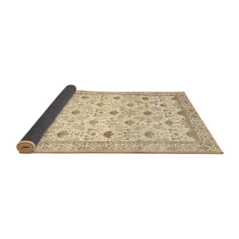 Tapis oriental beige / rose clair en laine, Rond 8 pi