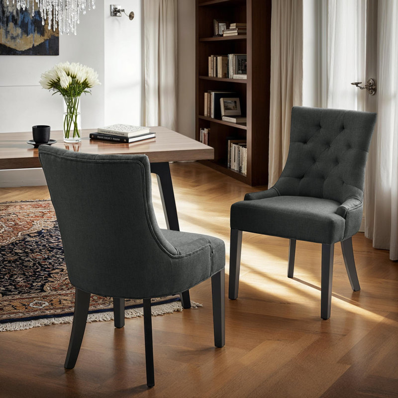 Chaises de salle à manger rembourrées Modern, Gris foncé, 2