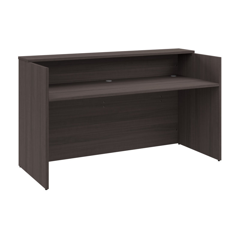 Bush Business Furniture Arrive 72W x 30D Reception Desk with Shelf, Storm Grey