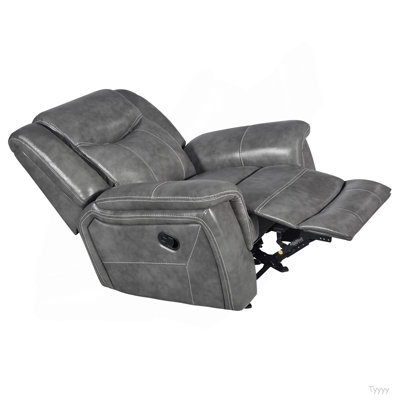 Encino Grey Upholstered Padded Arm Glider Recliner