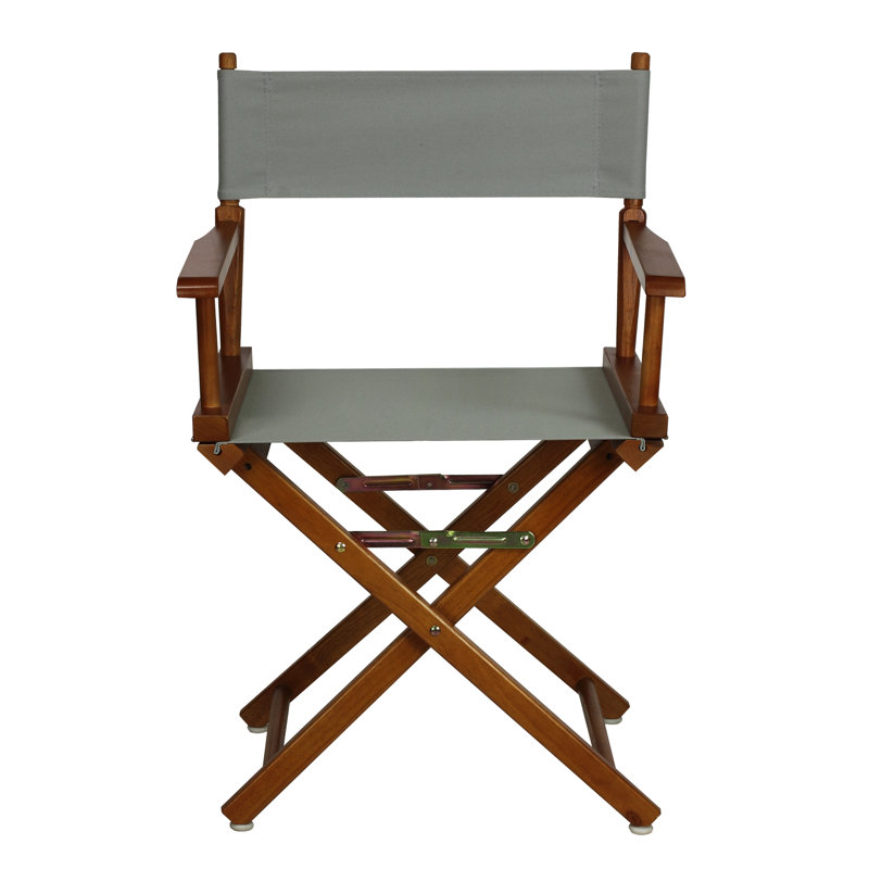 Chaise de réalisateur pliante 18 po, gris, Chêne miel