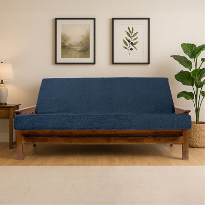 Matelas de futon double en mousse à mémoire de forme avec housse amovible et lavable, fermeture à glissière robuste, pliable pour la vie de dortoir dans les espaces invités, denim et ton brun XL, appartements, motifs de couleur