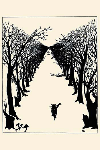 Le chat qui marchait par soi-même-impression, H 42 po x l 28 po x P 1,5 po
