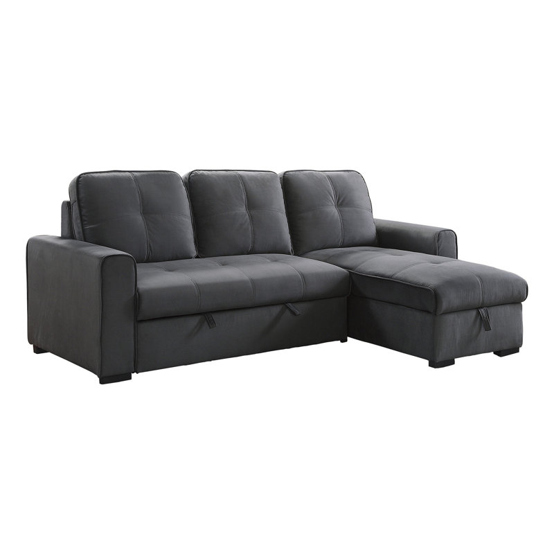Canapé-lit Annaliese en microfibre / microsuède de 92,5 po de largeur, Polyester gris, Face à la droite
