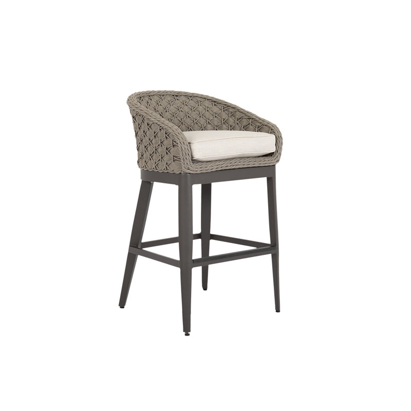 Marbella 30" Patio Bar Stool with Cushion, Echo Ash Sunbrella®