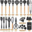 Ensemble 28 ustensiles de cuisine en silicone, résistant à la chaleur antiadhésif, lavable au lave-vaisselle, sans Bpa, gris