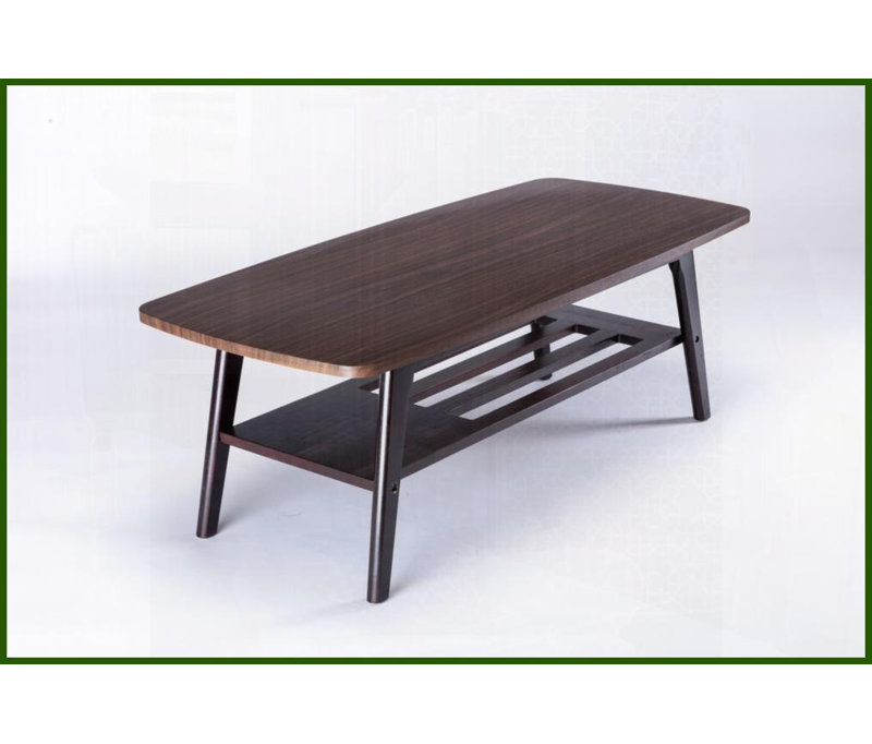 Table basse 47 po avec pieds en bois massif Bahamas Espresso Tablette inférieure ouverte pour le salon