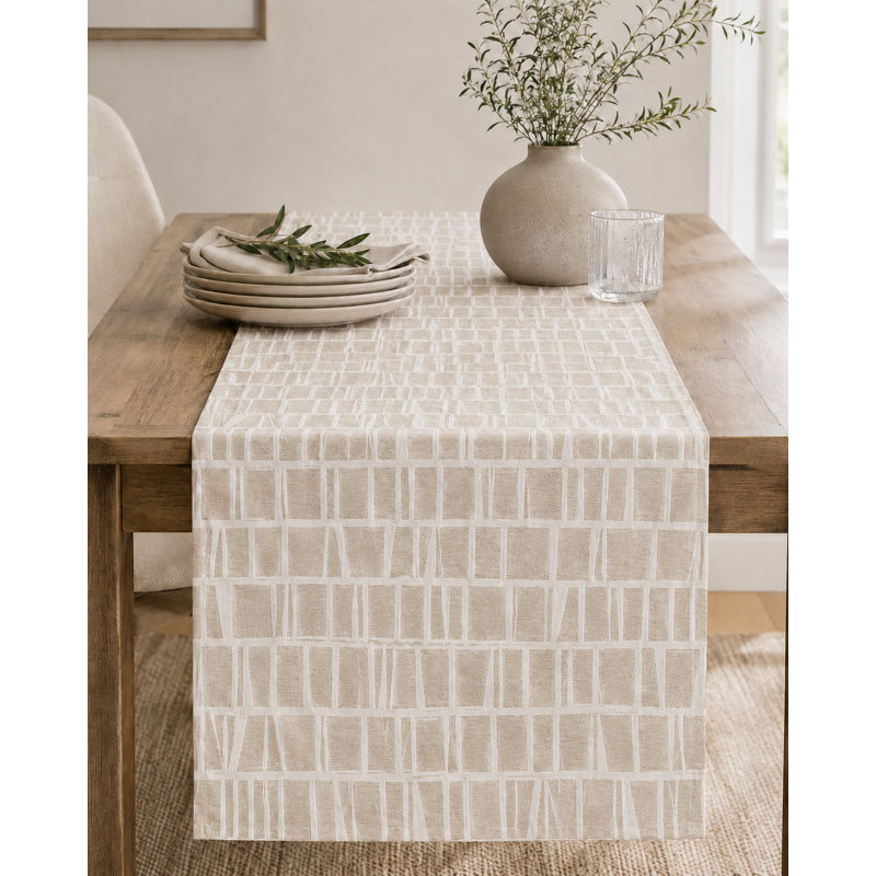 Hartsville Geometric Table Runner, Beige