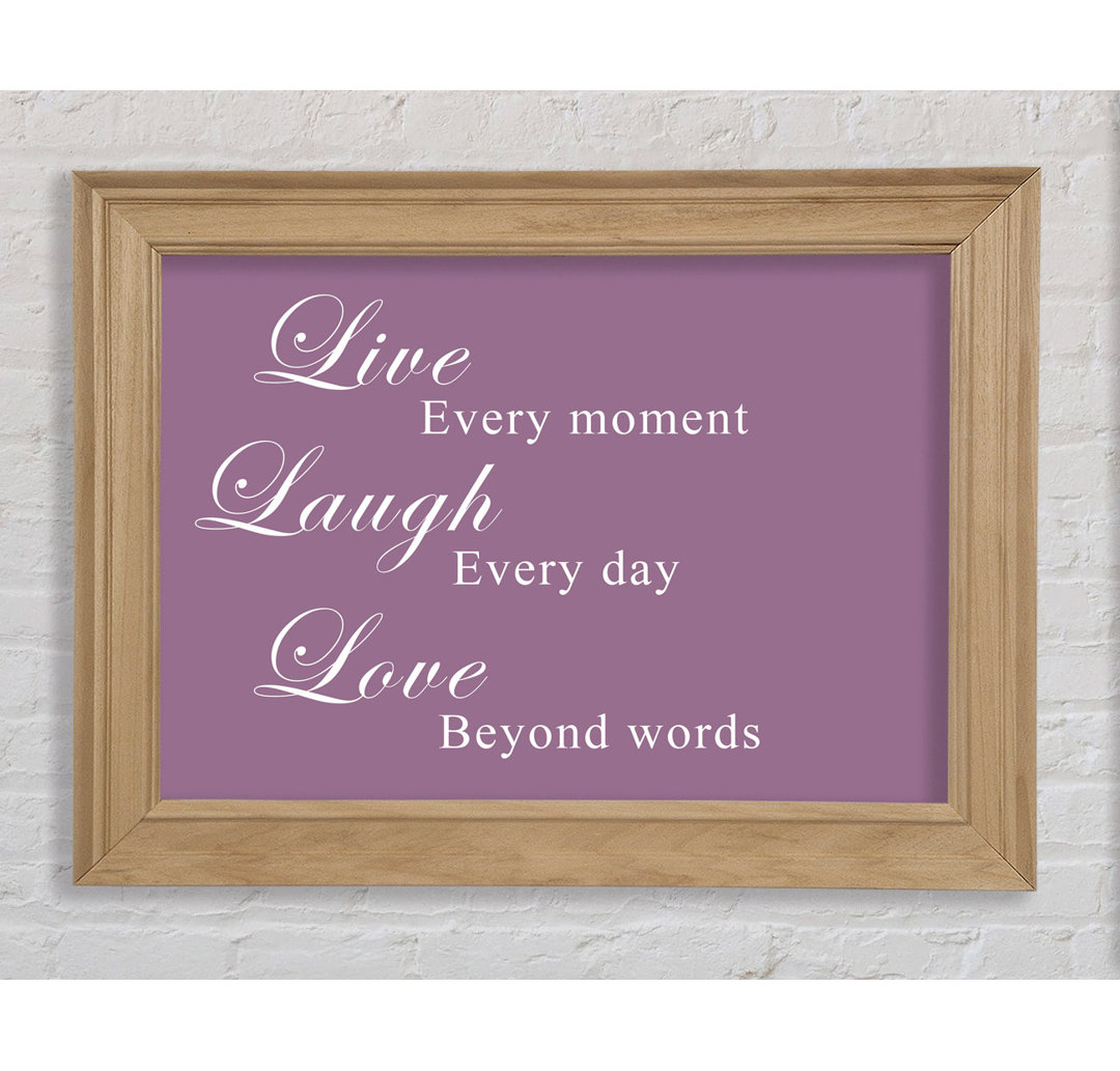 Love Quote Live Laugh Love Dusty Pink - Single Picture Frame Kunstdrucke auf Papier