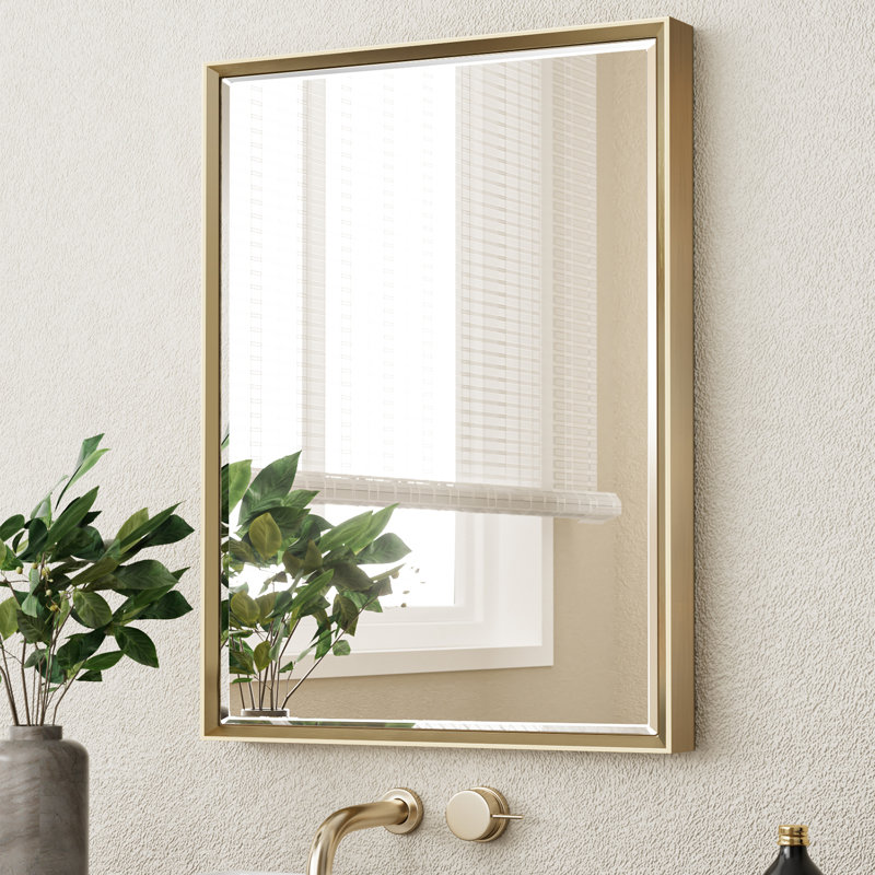 Miroir de salle de bain mural Lohoski, Or, 30 po x 22 po