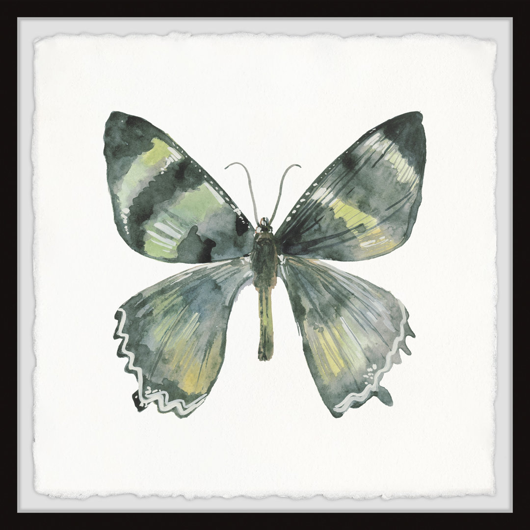 'Lovely Green Butterflies' - Picture Frame Painting Print on Paper