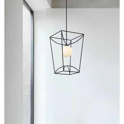 One-Light Black Glass Globe Lantern Pendant Lamp