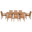 Ensemble de salle à manger 9 pièces en bois de teck comprenant une table à rallonge rectangulaire avec 2 accoudoirs Abacho et 6 chaises d'appoint