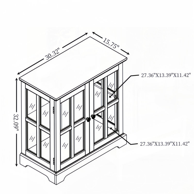 Exquisite Retro Display Cabinet with Adjustable Shelves and Lattice Doors