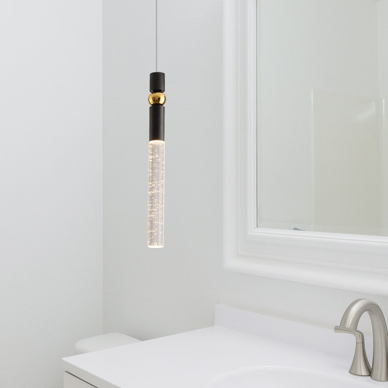 Mini-luminaire suspendu en cristal 1 lumière Lykan, Black