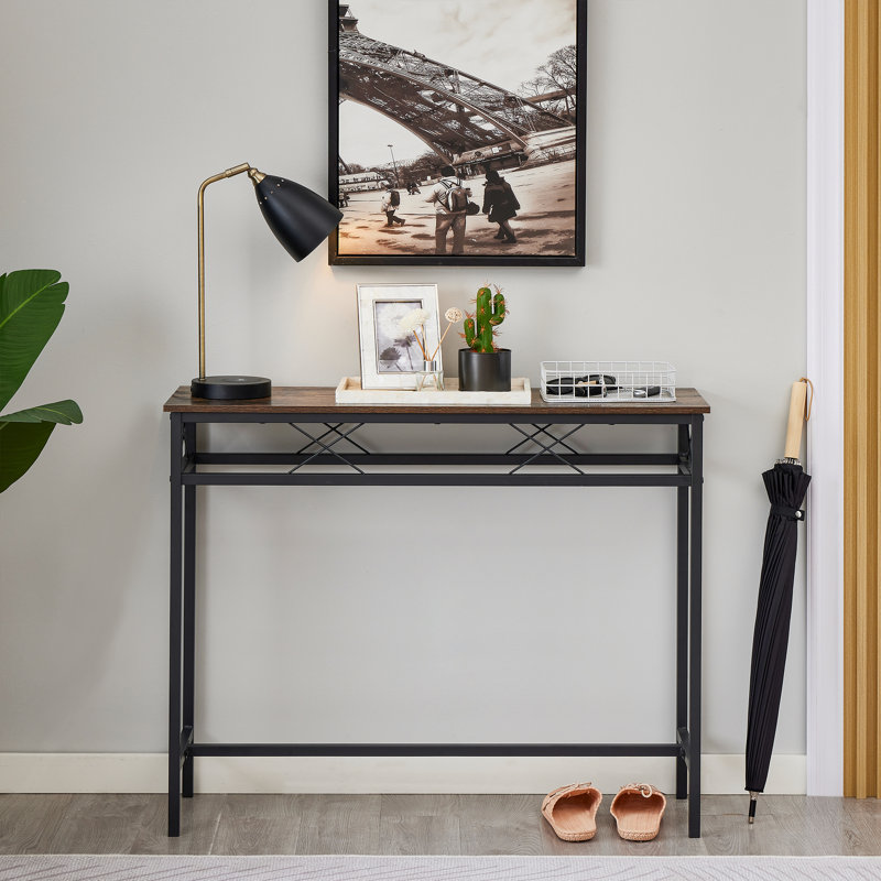 Console Ramsdell avec prises intégrées, Gris anthracite, H 31,5 po x l 39,4 po x P 11,8 po
