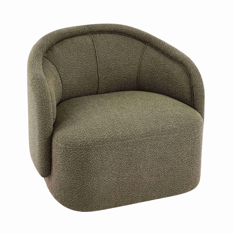 Amanda Curved Boucle Accent Chair, Green Boucle