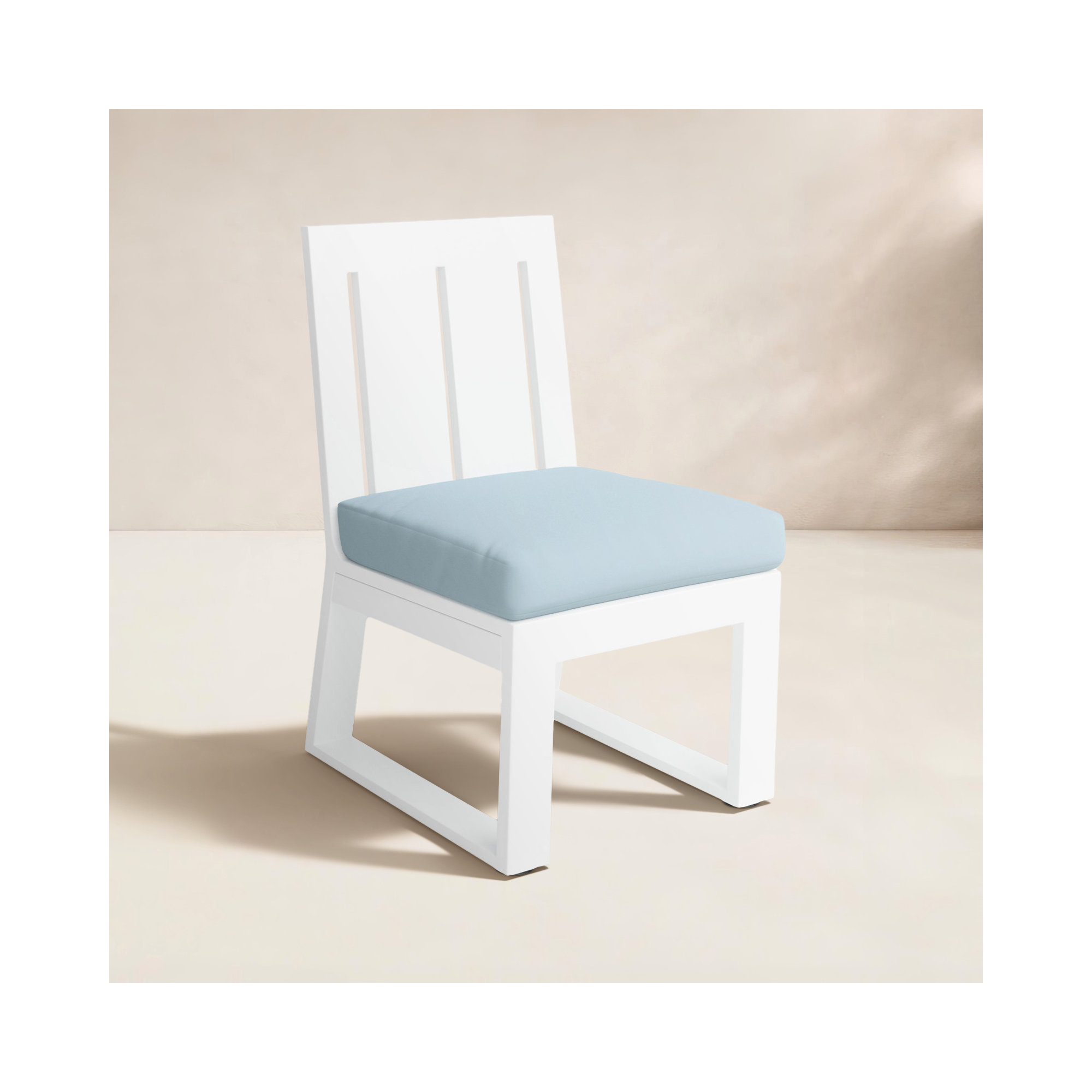 Camela Premium All-Weather Wicker Outdoor Dining Side Chair with Sunbrella® Cushion, Canvas Skyline Sunbrella®