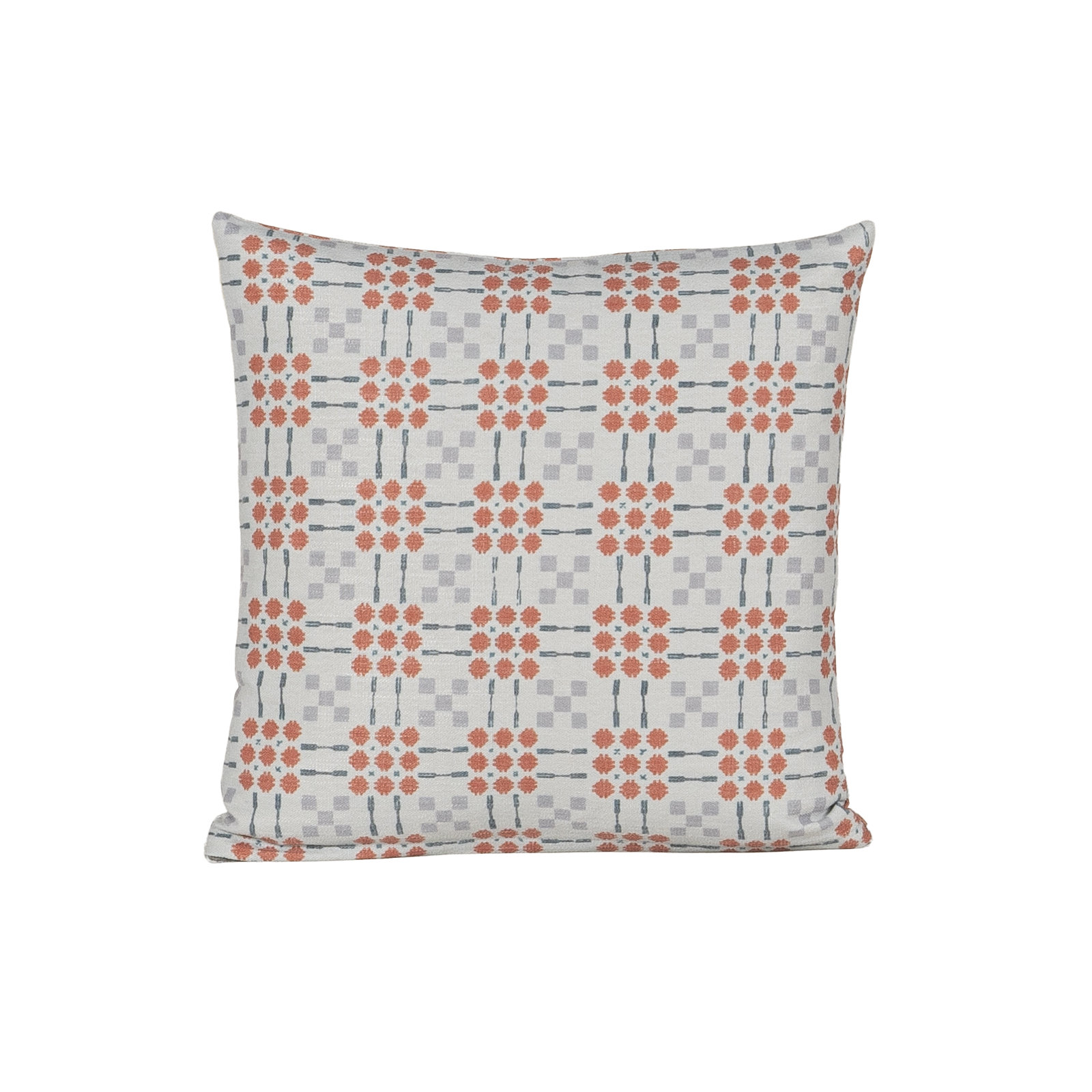 Gridwork Geometric Accent Pillow, Feather, Blue, Square 18"