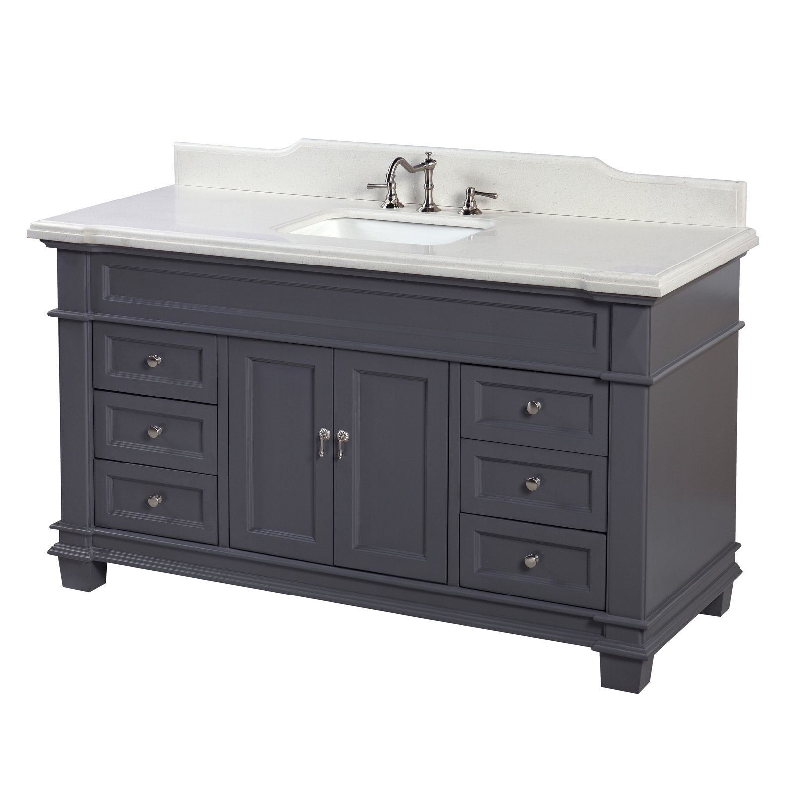 Ensa 60'' Single Bathroom Vanity, Quartz, Marine Gray