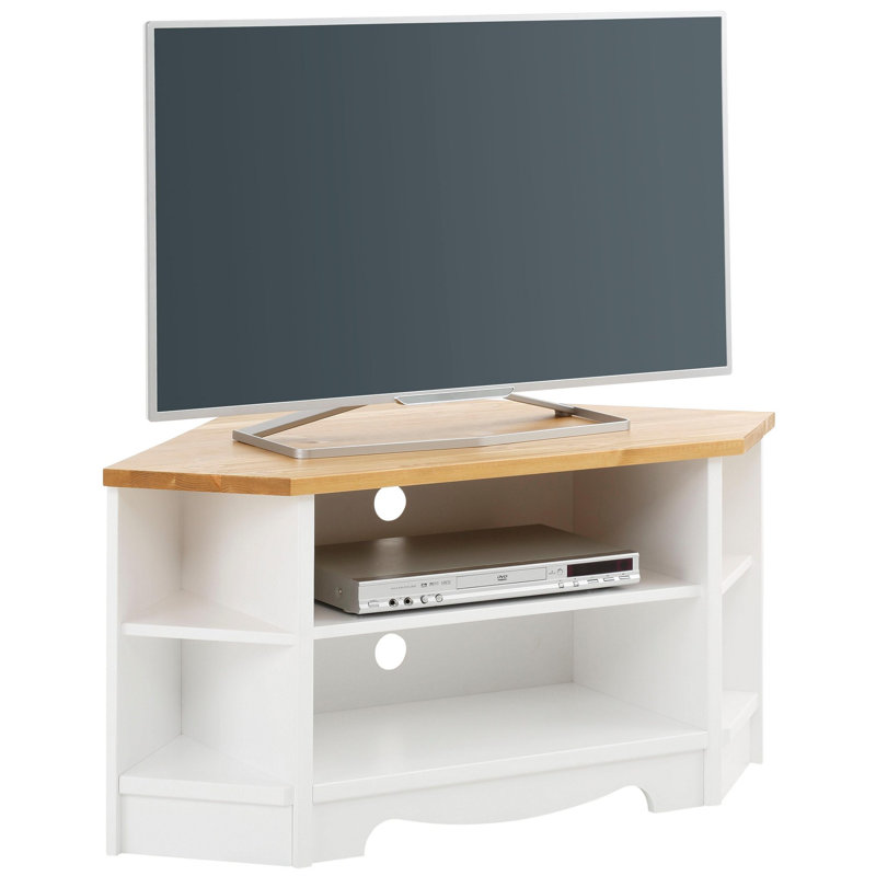 Balfor Unfinished Corner TV Stand for TVs up to 43", White Honey
