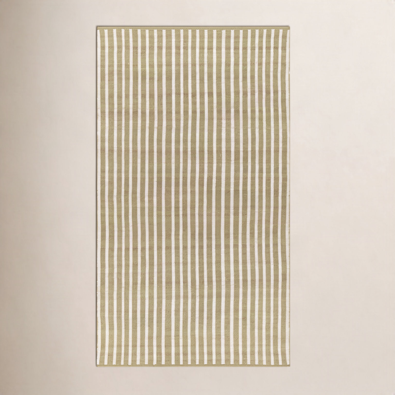Acerra Green Hand-Woven Striped Outdoor Rug, Rectangle 7'10" x 9'10"