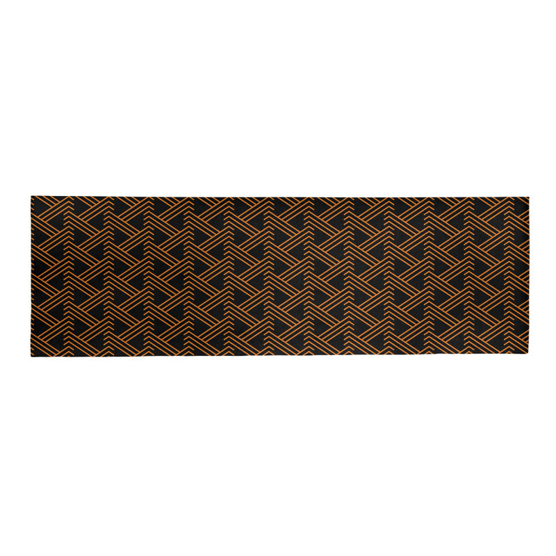 Tapis de zone noir/orange fait main, Tapis de couloir 2 pi x 8 pi