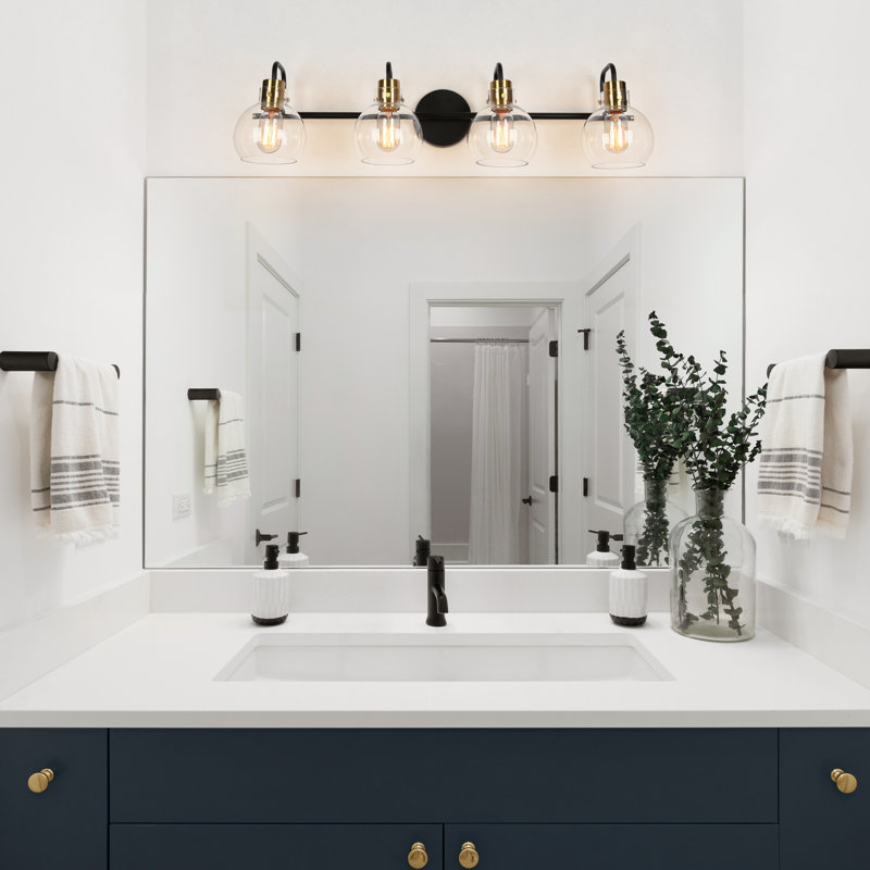 Éclairage pour meuble-lavabo à intensité variable Christof, Noir/laiton, 4 lumières