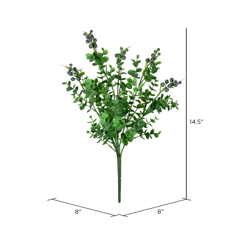 Buisson artificiel à feuilles d'argent 14,5 po, Mauve/vert