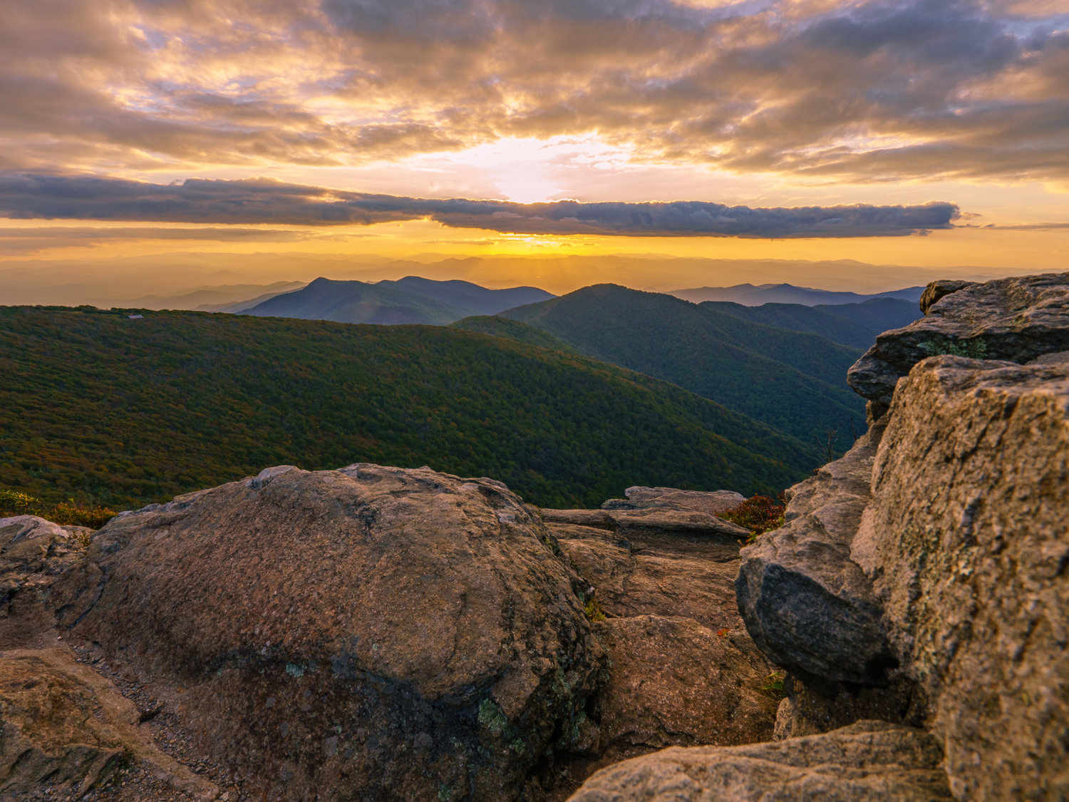 Made & Curated Golden Sunset at Blue Ridge Mountains Asheville, North Carolina by Brian Mc Clean