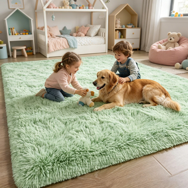 Aalieyah Deep Pile Fluffy Shaggy Area Rug for Indoor Use Sage Green, 200*300cm