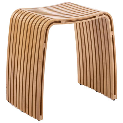 Natural Bamboo Non-Slip Shower Bench - 286Lbs Waterproof Bath Stool for Multi-Space Use