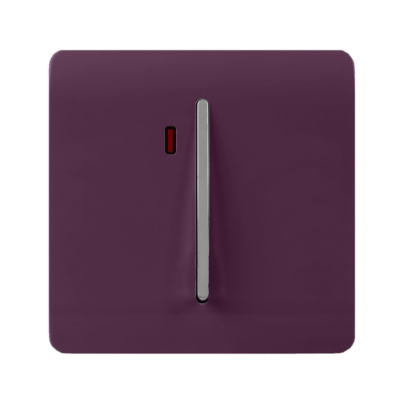 Trendi Switch 1 Gang 45 Amp Cooker Switch with Neon, Plum