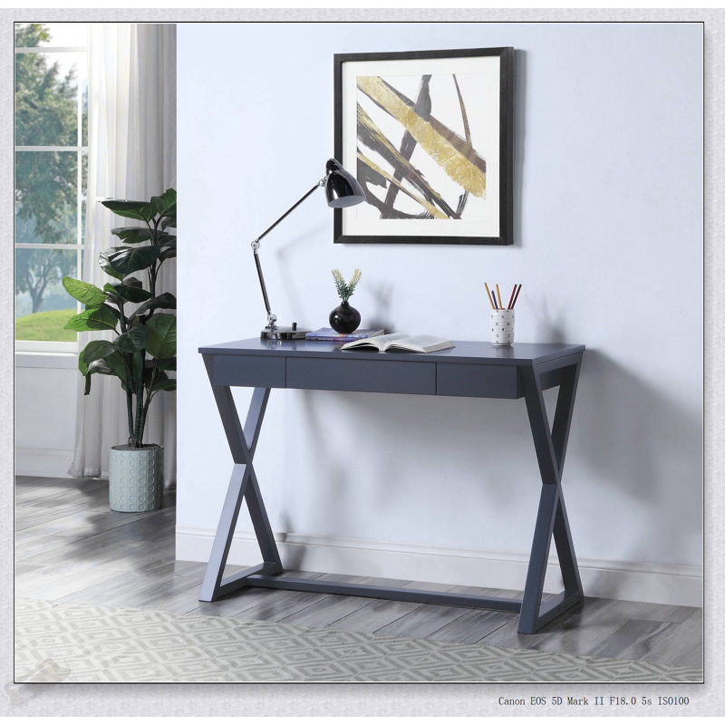 Nalo Charcoal Finish Console Table With Spacious Drawers For Modern And Minimalist Interiors, Ideal For Small Spaces.