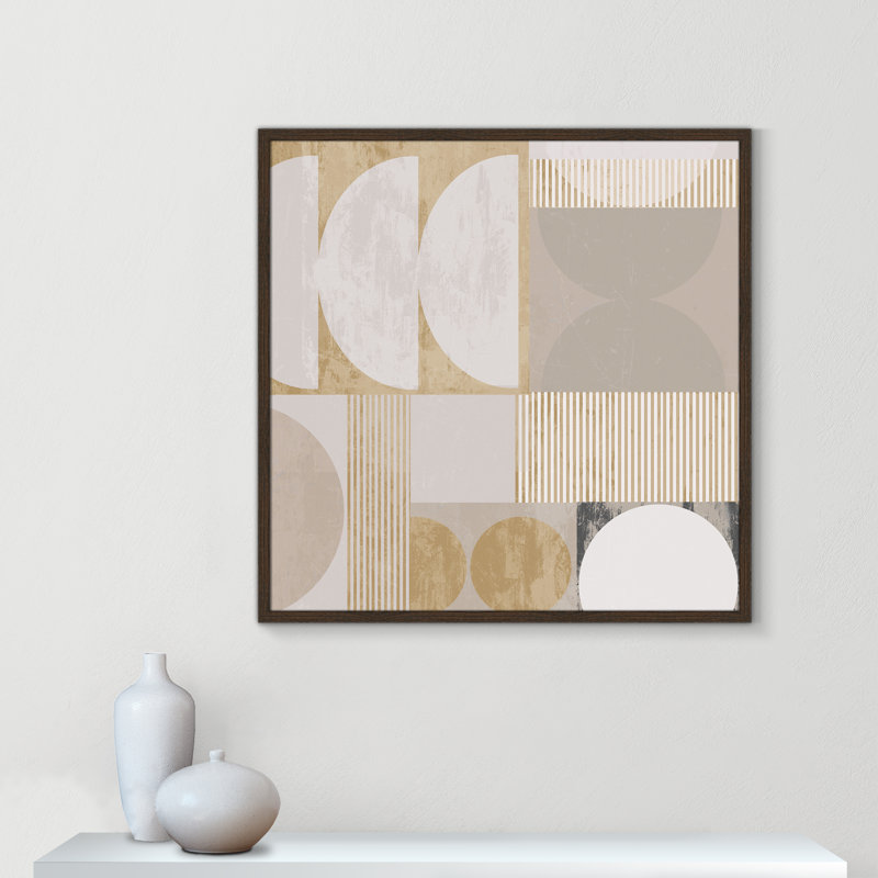«Golden Balance II» par Casa Fine Arts, Grain de bois noyer, L 32 po x H 32 po, Impression encadrée