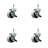 2 Inch Thermoplastic Wheel 8mm Threaded Stem Caster Set with Brakes Set of 4