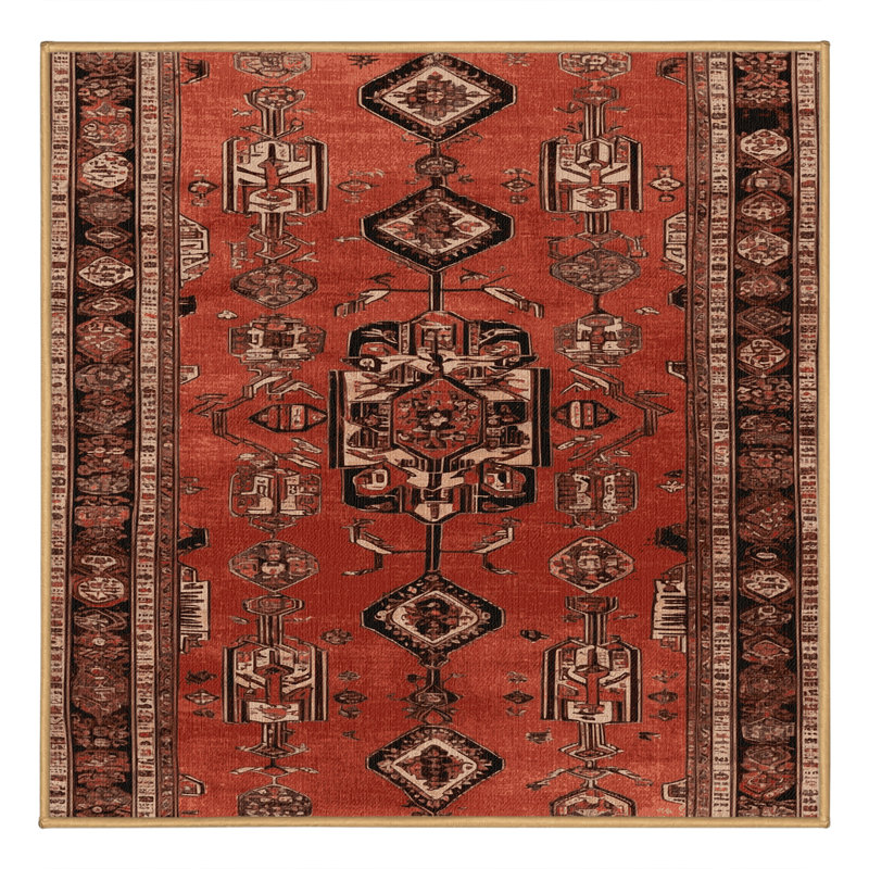 Tapis brun lavable à la machine, Carré 7 pi