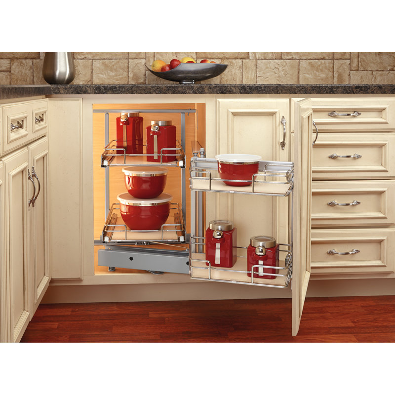 Maple Two-Tier Solid Bottom Door-Mount Optimizer for 18" Right Opening/Blind Left Corner cabinets