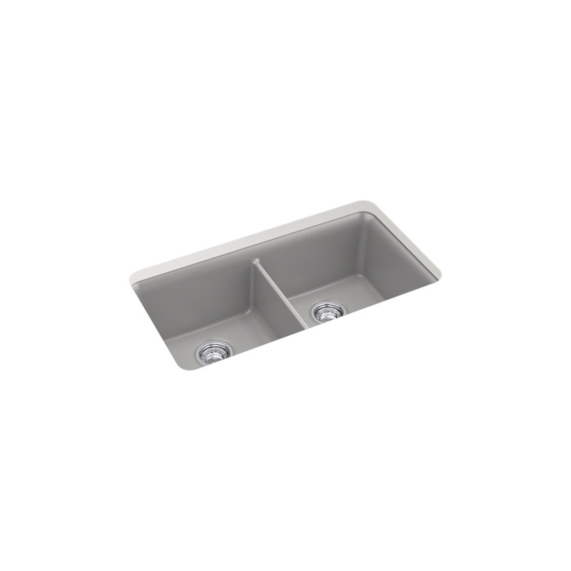Gunnison 33.5'' L Double Basin Kitchen Sink, Gray