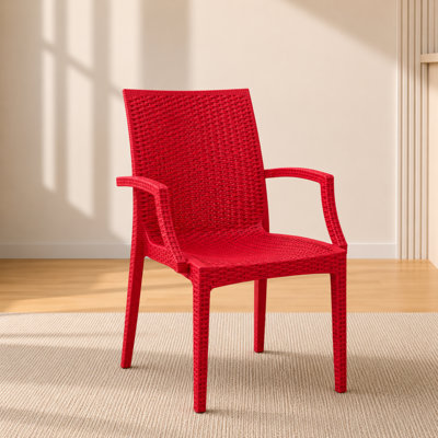 Mace No-Assembly Stackable Patio Armchair – Modern All-Weather Weave Dining Chair – Waterproof & Sturdy Polypropylene Seating for Garden & Balcony