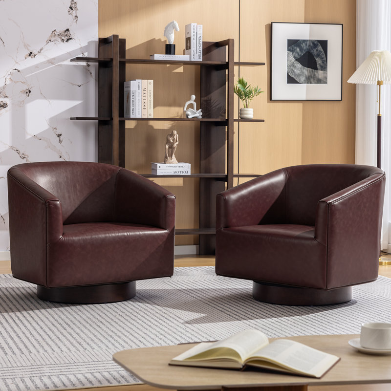 Fauteuil demi-tonneau pivotant l 31,1 po, Brun-roux