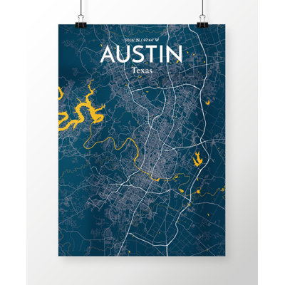 Austin City Map - No Frame Print