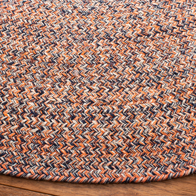 Manzi Hand Woven Cotton Chevron Rug, Round 5'