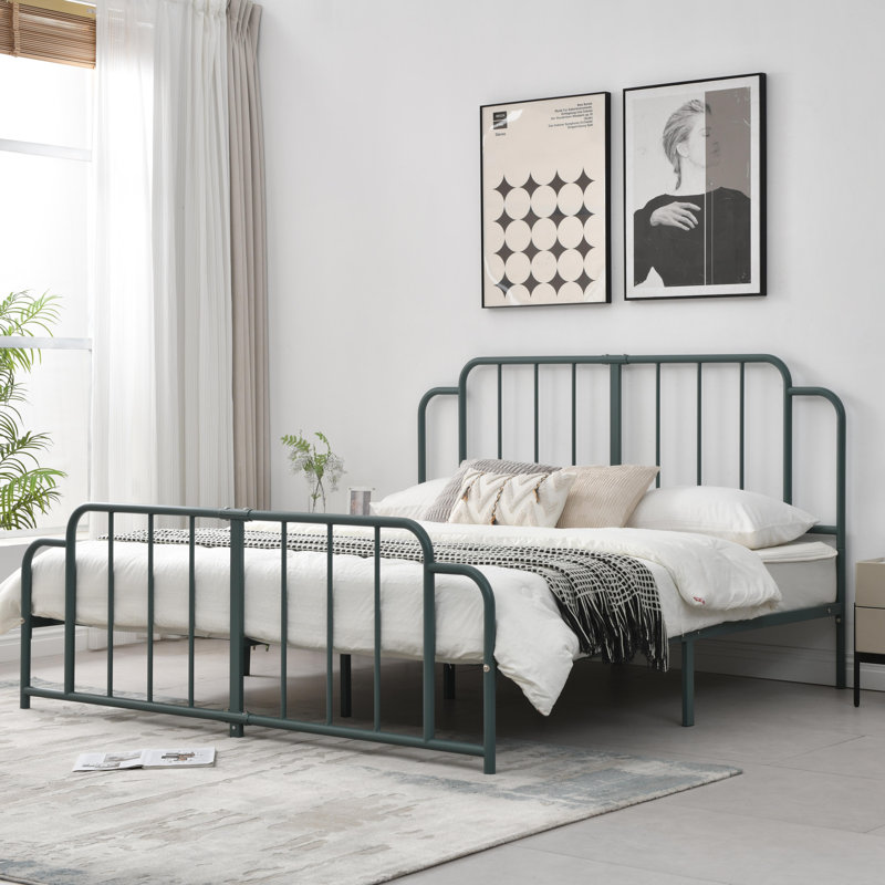 Gurtha Metal Platform Bed, King, Light Green