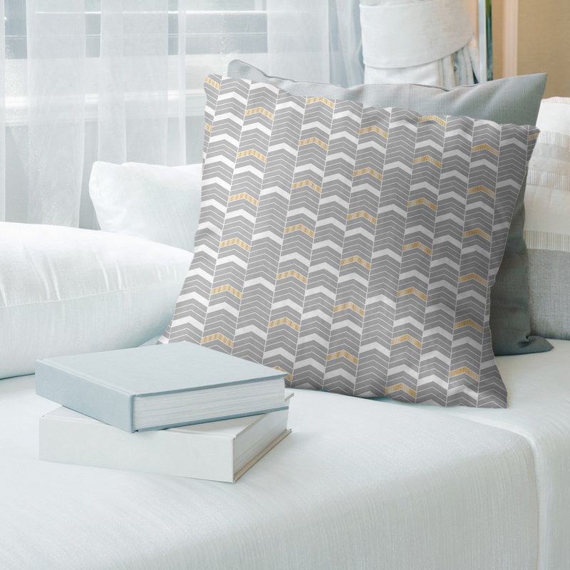 Housse de coussin décoratif à motif à chevrons à chevrons Football Team Stripes, 18 po x 18 po, Argenté/doré