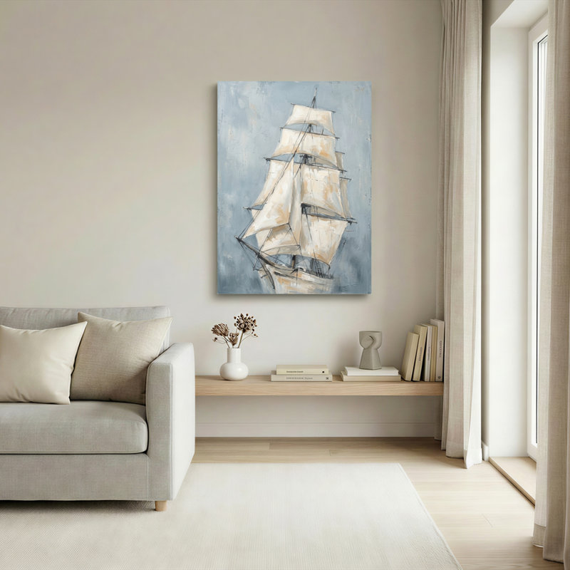 Ensemble de 1 tableau sur toile représentant un voilier, H 48 po x l 32 po, Toile tendue