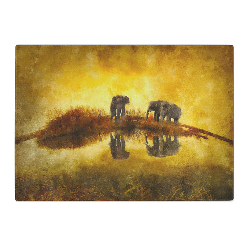 Elephants at Sunset Painting Chopping Board, 28.5cm W x 39cm L