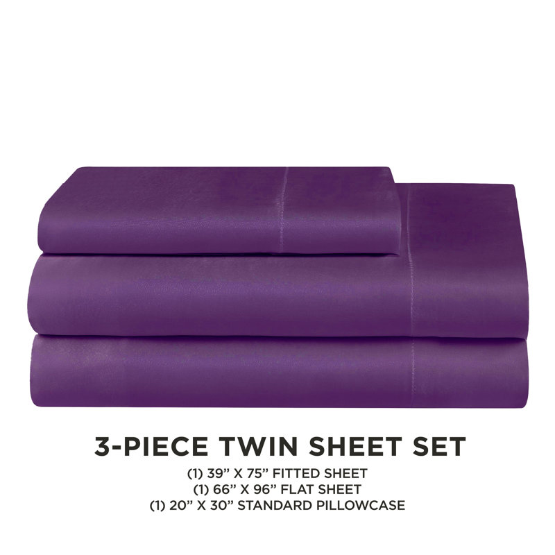 Juicy Couture Premium Silky Satin Sheet Sets, Twin Sheet Set with 1 Pillowcase, Purple