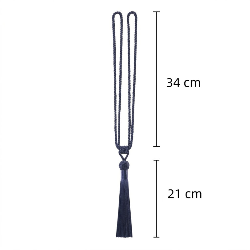 Natural Fabric Curtain Holdback/Tieback, Blue